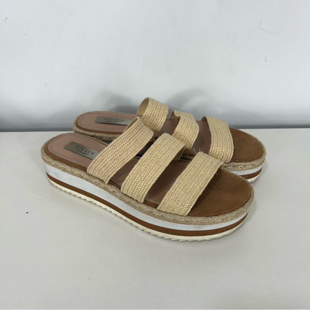 Steven By Steve Madden Cream and Brown Platform Sandals